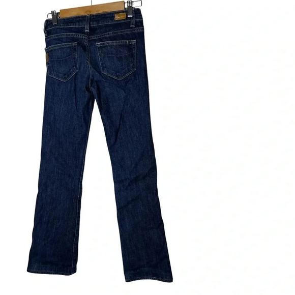 Paige Hollywood Hills  Premium Denim Low Rise Flare Jeans Blue Dark Wash Size 26 - Picture 7 of 9